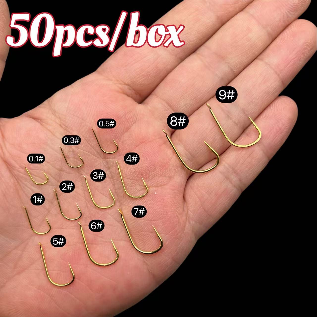 Fishing Hook Assortment - 50pcs New Kanto Fish Hooks, Loose,