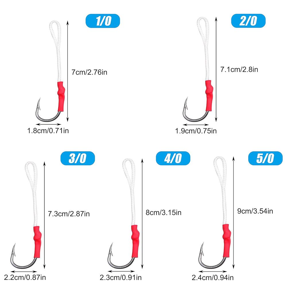 5Pcs 1/0-10/0 Slow jig assist  - đánh giá và giá Fishing Hook Offset