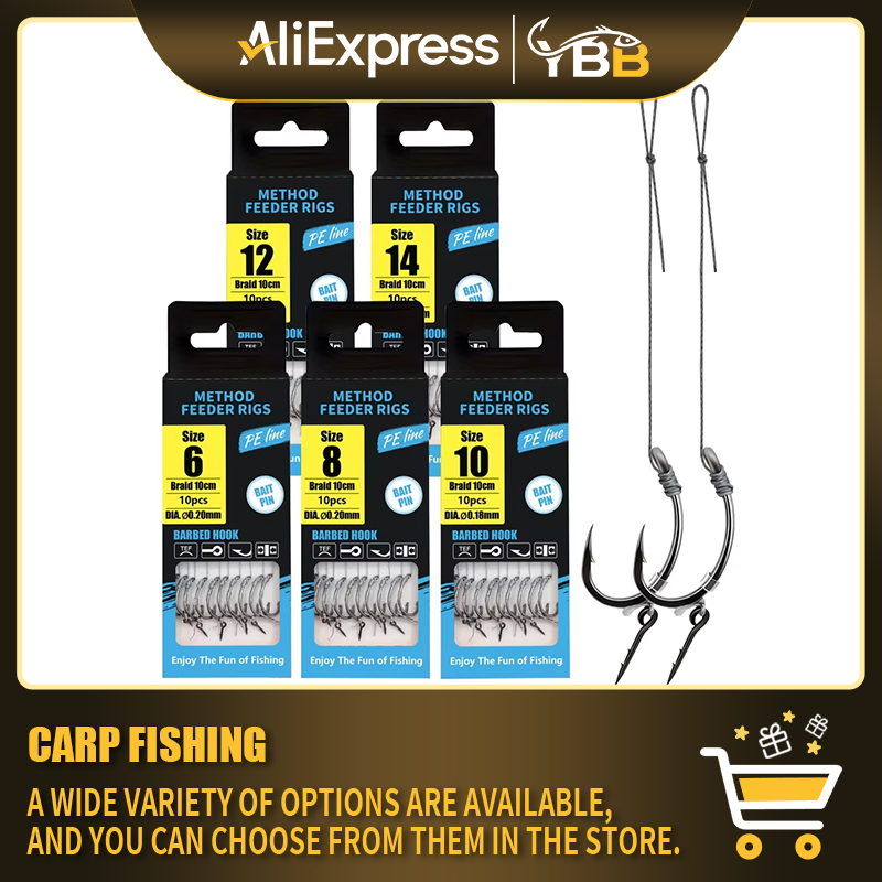 Method Feeder Rigs with Barbed - đánh giá và giá Fishing Hook Assortment